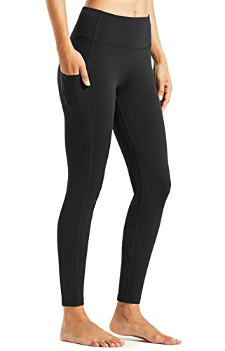 Libin Damen Thermo Leggings mit Taschen Yogahose Winter Gefüttert Thermische Laufhose Sporthose Thermounterwäsche Damen Sport Leggings Schwarz S