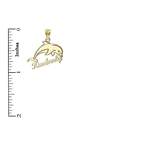 Certified 10k Yellow Gold Engravable Personalized Jumping Dolphin Pendant with Your Name2