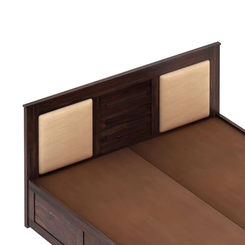 Image of Ganpati Arts Solid Sheesham Wood Swiss King Size Bed with Box Storage and Headbaord | Wooden Double Bed Cot Palang Furniture for Bedroom, Guest Room, Hotel and Home (Walnut Finish)