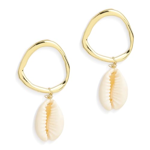 Image of Gold Starfish Mermaid Tail Dangle Drop Earrings for Women, Trendy Cute Pearl Fish Tail Shell Textured Hoop Dangling Earing Summer sea Beach Jewelry Gift.