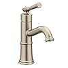 Moen belfield brushed nickel one handle bathroom sink faucet with drain assembly and optional deckplate 6402bn  urban country home decor