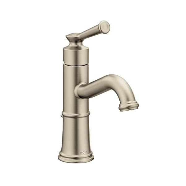 Moen belfield brushed nickel one handle bathroom sink faucet with drain assembly and optional deckplate 6402bn  urban country home decor