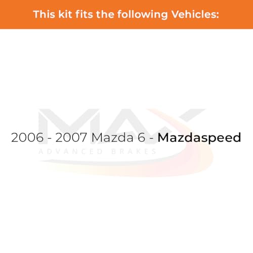 Image of Max Advanced Brakes Front & Rear Brake Kit Compatible With 2006 2007 Mazda 6 Mazdaspeed Replacement Geomet Coated OE Disc Brake Rotors and Ceramic Brake Pads