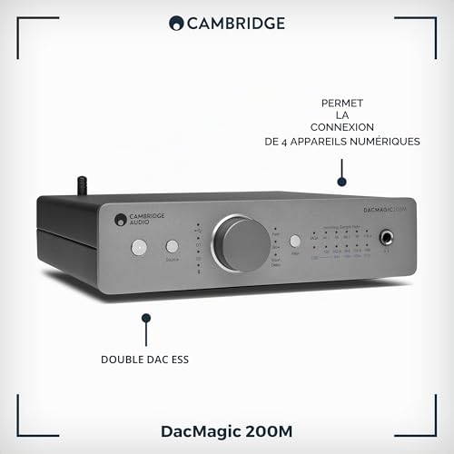 Cambridge Audio DacMagic 200M MQA HiFi DAC et amplificateur de casque avec Bluetooth - Support PC/MAC avec connexion USB - Gérer des fichiers numériques jusqu'à 24/768 ou DSD512 (gris lunaire) – vue 7
