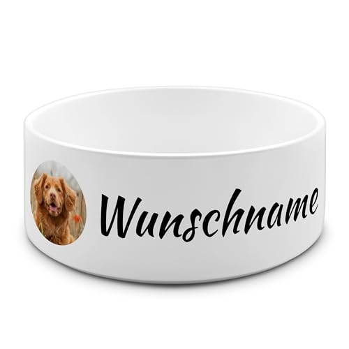 PhotoFancy® - Personalisierter Futternapf mit eigenem Foto und Namen oder Text Bedruckt - Für Hunde - Napf, Hundenapf, Wassernapf selbst gestalten - Design: Layout 2 - Variante: Groß 950 ml