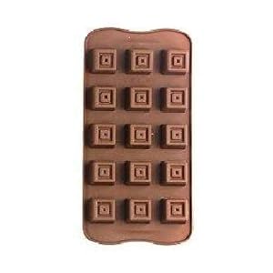 Amos Silicone 15 Cavity Square Shape Chocolate Mould for Chocolate Making Pack of 1 (Random Color)