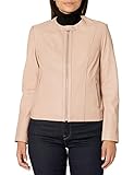 Cole Haan Women's Leather Collarless Jacket, Nude, Large