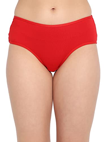 Image of Clovia Women's Cotton Mid Waist Graphic & Text Print Hipster Panty in Red