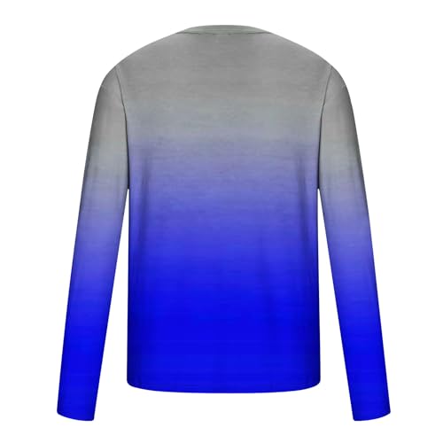 Shirts for Men Long Sleeve Casual Loose Gradient Color Print Crewneck Sweatshirt Lightweight Gym Workout Pullover Top3