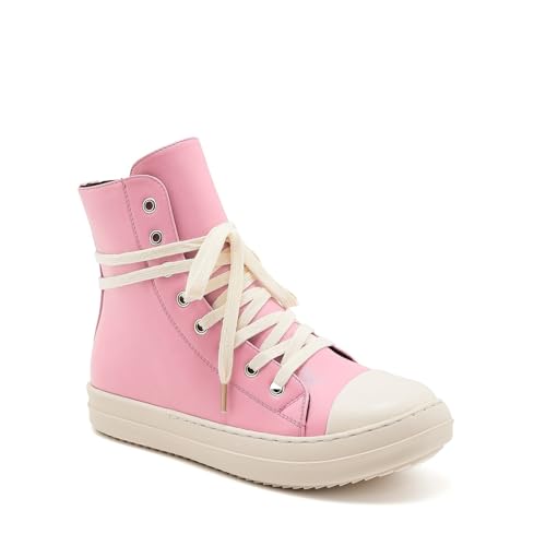 AmoreParis Fashion High Top Sneakers for Women Lace Up Canvas Shoes with Zipper Comfort Platform Walking Shoes2