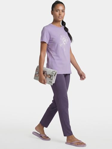 Image of Enamor Athleisure Relaxed Fit Short Sleeve Round Neck Antimicrobial Finish Breathable Stretch Cotton Activewear Sports Tshirt for Women - A301