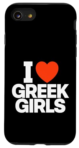 Funny I Love Greek Girls �n�[�g�X�e�[�g�����g �X�}�z�P�[�X iPhone SE (2020) / 7 / 8 �p