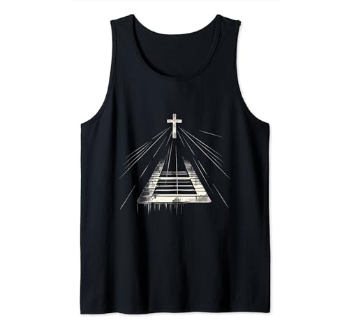 Piano Christian Cross Vintage Klassische Musik Orgel Pianist Tank Top