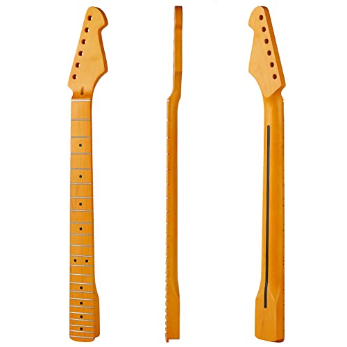 22-Fret Yellow Matte Maple Electric Guitar Neck