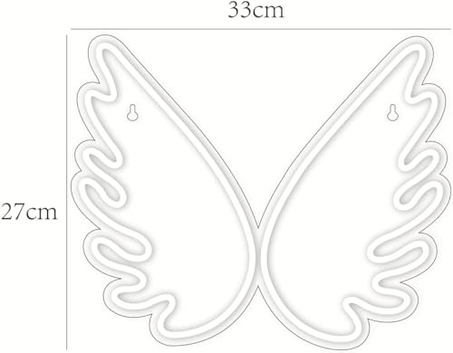 Letrero de neón con alas de ángel luces LED acrílicas USB de 33X27cm 5