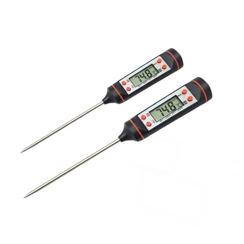 Image of Digital LCD Cooking Food Meat, Milk, Probe Kitchen Bbq Thermometer Temperature Test Pen, Black /White (2)