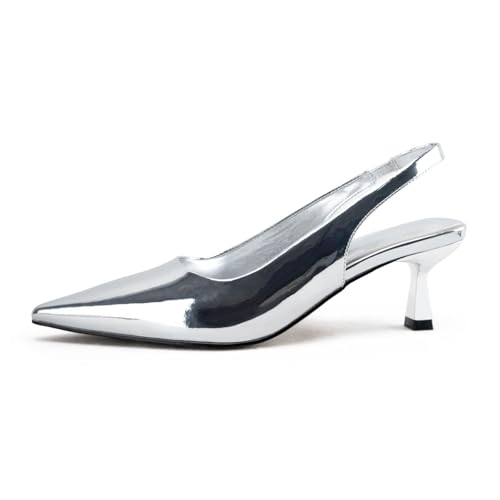 KaroNairy Stiletto Heels for Women Pointed Toe Slingback Heels Closed Toe mid Heel Wedding Dress Pumps Shoes with Buckles