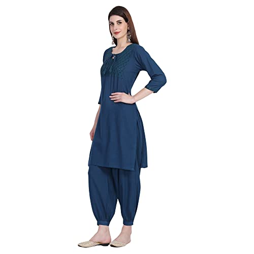 Image of Women Kurti Set With Salwar | Cotton Short Kurta