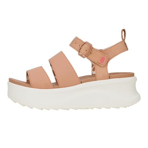 HEYDUDE Women's Delray Buckle Classic Platform Sandal, Tan, Size 8 - image 1