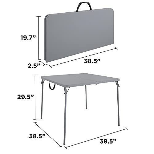 Image of CoscoProducts COSCO XL 38.5 inch Half Card w /Handle Indoor & Outdoor, Portable, Wheelchair Accessible, Camping, Tailgating, & Crafting Folding Table, Gray, 1-Pack,Grey