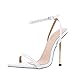 Mules Talon Haut Femme été Escarpins Sandales Shoe été Cuir Tongs Bout Légèrement Ouvert Bride Arrière Bloc Boucle Détente Fashion Arts Martiaux(Blanc,39)