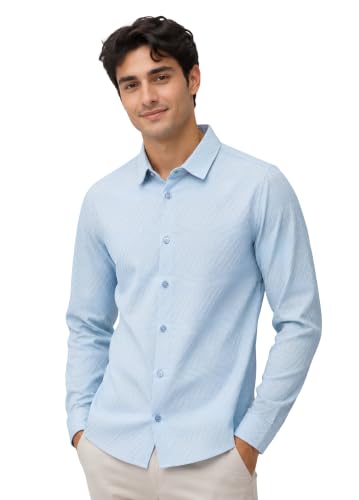 Image of The Kab's Men Casual Shirt | Textured Cotton Fabric Regular Fit Shirts for Men Stylish | Full Sleeve Shirt for Man | Comfortable Breathable Fabric | Perfect for Casual Office and Outing Wear