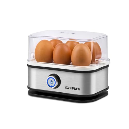 G3 Ferrari G10156 Cocedor de huevos eléctrico ''Pochè'', Cuerpo en Acero Inoxidable, Capacidad 1 a 6 huevos