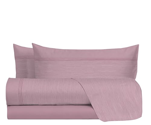 hermet Juego de sábanas matrimoniales 100% algodón, Juego de Cama matrimonial, 2 plazas, fantasía Efecto Tela, sábana encimera + sábana Bajera + 2 Fundas de Almohada