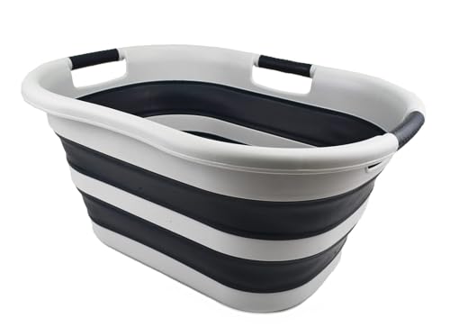 SAMMART - 40L Collapsible Plastic Laundry Basket - Foldable Pop Up Storage Container/Organizer - Portable Washing Tub - Space Saving Hamper/Basket (1, Grey/Slate Grey) - Image 5