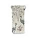 susiyo Vintage Crane Bird Floral Glasses Case Portable Microfiber PU Leather Soft Sunglasses Bag Eyeglasses Pouch Holder Squeeze Top for Women Men