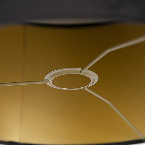 Qazqa Modern Lampenschirm - Cilinder Velours - Schwarz Gold, supports-e27, diameter 35 centimeter