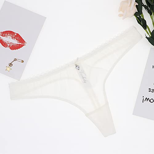 Varsbaby Women's Sexy Sheer Panties Thongs Mesh G-Strings Low Rise Brief Underwear, 3-Pack (N082Ts-Black+White+Red-S ) #TOP6