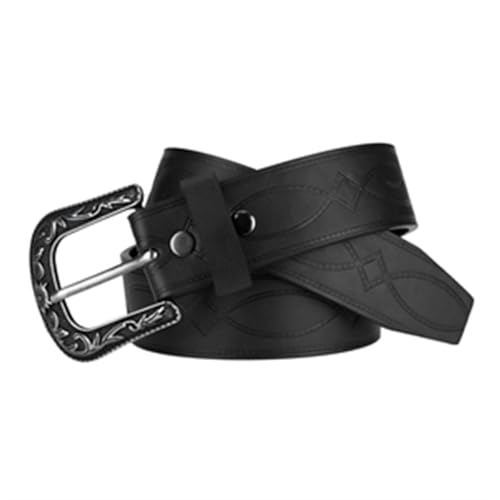 Wrangler Men's 38mm Boot Stitch Pattern with Floral Etched Buckle Belt