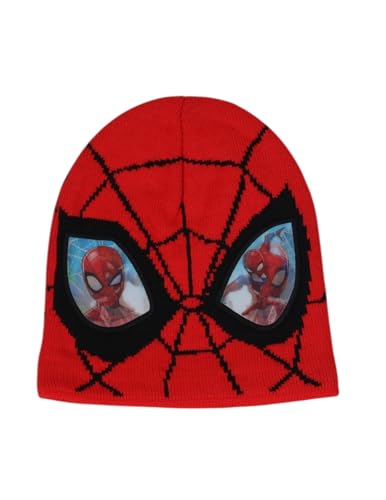 Yellow Bee Marvel Spider Man 3D Motion Effect Patch Winter Hat-for Boy's Red & Black
