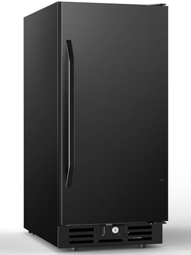 Image of 15 Inch Wide Under Counter Beverage Refrigerator, 128 Cans Large Capacity Drink Cooler, Freestanding & Built-in Beer Wine Soda Fridge with LED Light, for Home Kitchen Bar Office Outdoor Patio Black