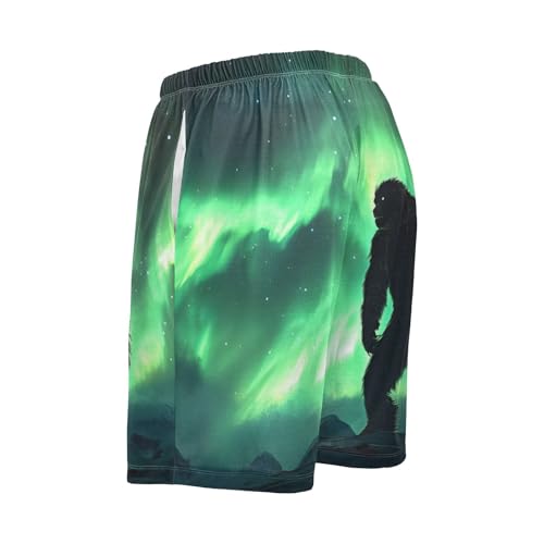 Aurora Sasquatch Men's Sleep Shorts Pajama Pants with Side Pockets Elastic Waistband Drawstring S4