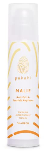 PAKAHI Bio Anti-Fett Shampoo "Malie" für empfindliche Kopfhaut I Wild Berry Duft I beruhigt die Kopfhaut & reguliert die Talgproduktion I (200ml)