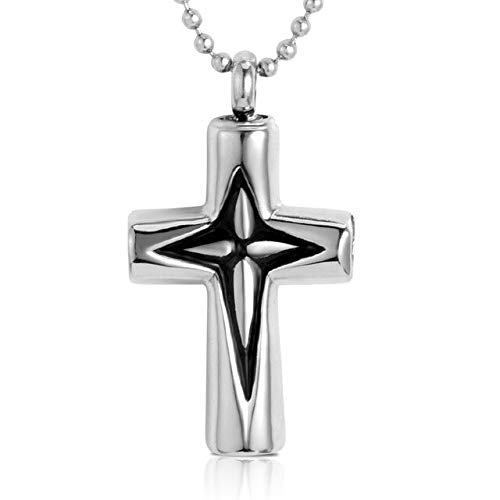Halskette für Frauen/Männer, Kreuz-Urnen-Anhänger, Hundeasche, Schmuck, Feuerbestattung, Splitter/Schwarzer Anhänger, Perlenkette, Asche-Halsketten, Geschenk Star of Light
