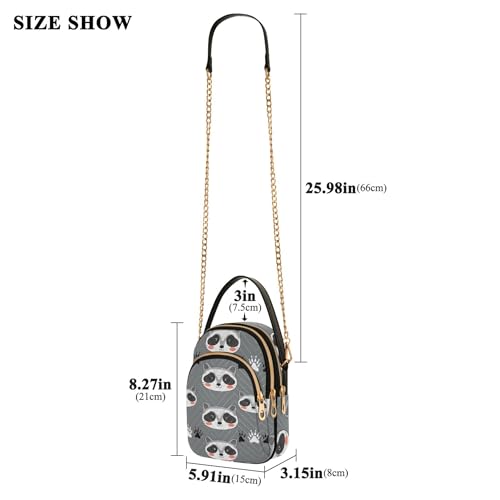 Cute Raccoon Gray Single Shoulder Purse Women Cartoon Chain Strap Phone Wallet Handbag Quilted Zipper Crossbody Bowler Bag3