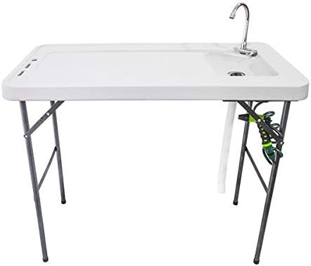 Folding Portable Fish Fillet & Hunting & Cutting Table with Sink Faucet (114.5 * 59 * 94.5cm)
