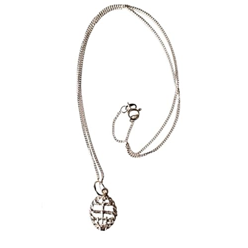 Genérico Colgante Cruz de Caravaca con Cerco Grabado 18 x12 mm Plata de Ley con Cadena Plata de Ley a 45 cm Bello y original con Estuche Regalo