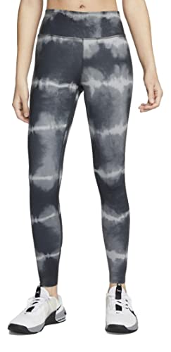 Nike Women's Mid Rise 7/8 One Luxe Leggings (Small, Black/White/Clear)