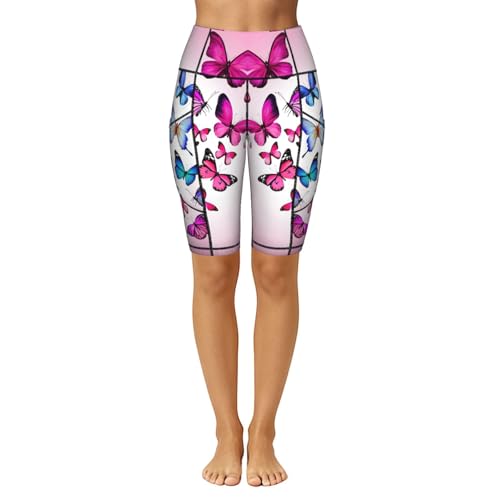 Legging confortable taille haute motif papillon anti-pression
