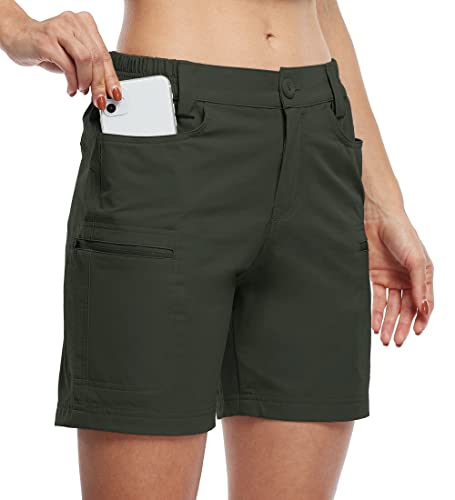 Willit Women's Hiking Cargo Shorts Stretch Golf Active Shorts Outdoor Summer Shorts with Pockets Water Resistant Olive Green L Willit Women's Hiking Cargo Shorts Stretch Golf Active Shorts Outdoor Summer Shorts with Pockets Water Resistant Olive Green L