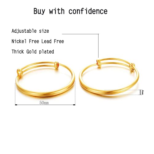 Ethlyn Christmas Gifts for baby for 2pcs/lot 18K Gold Plated Glossy Expandable Charm Bangles &bracelets for 12months children3