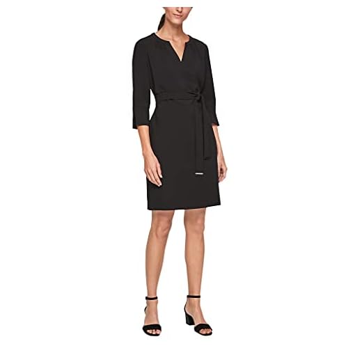 s.Oliver BLACK LABEL Damen Elegantes Stretchkleid mit Gürtel Black 38