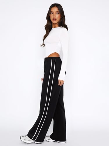 LASLULU Womens Wide Leg Sweatpants Baggy Straight Leg Sweatpants Y2K Dance Pants Gym Athletic Sweat Pants Joggers3