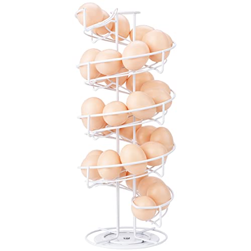 Toplife Spiral Design Metal Egg Skelter Dispenser Rack, Storage Display Rack, White