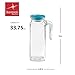 Bormioli Rocco Glass Frigoverre Jug With Teal Airtight Lid, 1 Liter, Pitcher With Hermetic Sealing, Easy Pour Spout Handle For Water, Juice, Iced Coffee & Iced Tea.