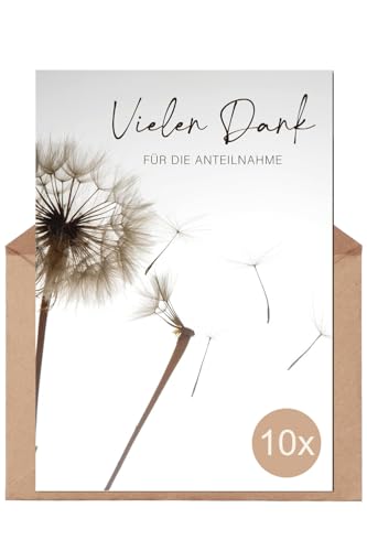 The Life Barn 10x Dankeskarte Trauer mit Umschlag Klappkarten Danksagung Danksagungskarten Trauerkarten